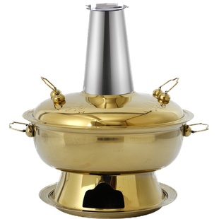 加厚烧碳插电两用老式北京涮羊肉木炭鸳鸯火锅盆仿紫铜不锈钢暖炉