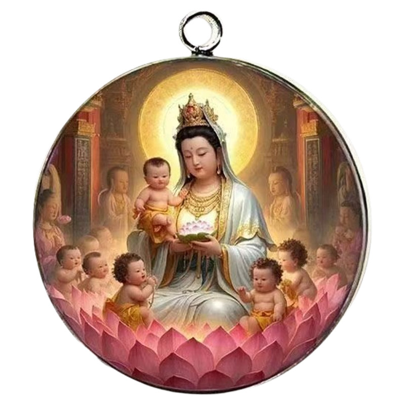 普陀山送子观音求子好孕助孕吊坠多子早生贵子护身符床上挂件摆件
