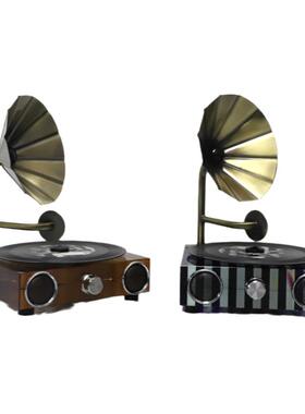 复古条纹水晶播放机留声机摆件