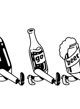 简约趣味啤酒屋酒吧贴纸