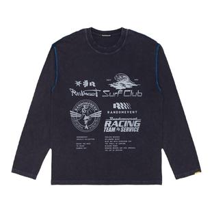 Randomevent24SS秋冬图形合集洗水仿旧长袖T恤撞色设计复古260g