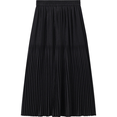 播 bo 商场同款飘逸百褶裙女夏季新款黑色半身裙BDS2BD2489