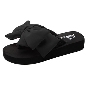 松糕厚底凉拖鞋蝴蝶结韩版2025夏季新款外穿时尚坡跟人字拖夹脚女