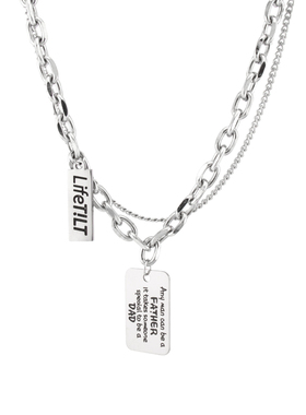 钛钢英文字母双层折叠项链女饰品