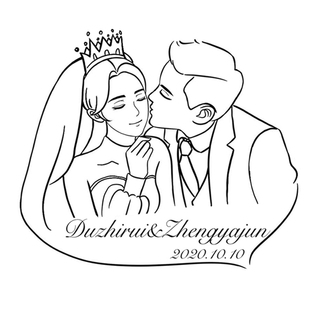 婚礼logo线条简笔画定制手绘婚纱照片转头像卡通漫画人物形象设计