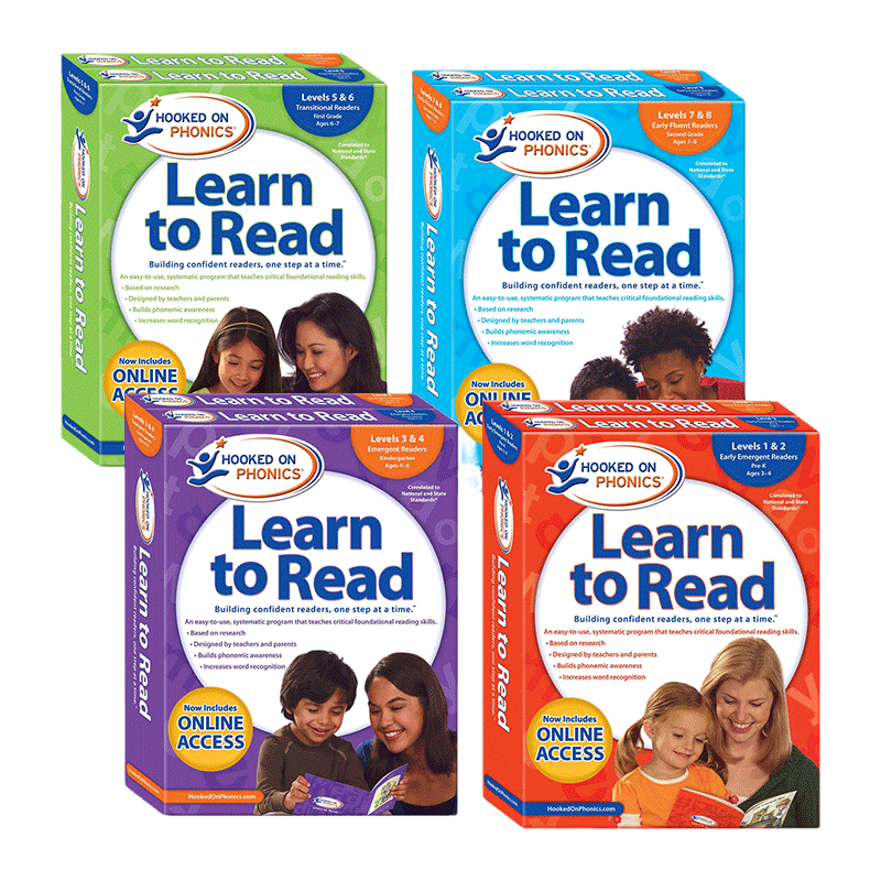 英文原版 Hooked on Phonics Learn to Read Levels 1&8 Complete 迷上语音学习阅读系列1-8级4册 儿童英语辅导训练 进口英语书籍