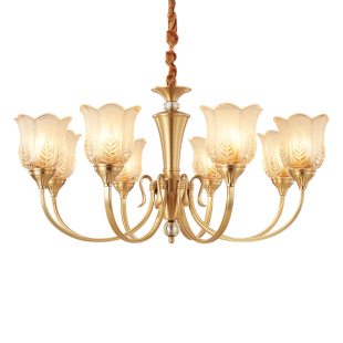 美式吊灯全铜客厅灯法式复古轻奢餐厅灯卧室主灯欧式别墅大厅灯具