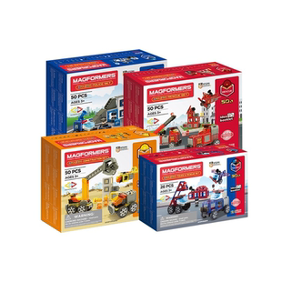 Magformers麦格弗消防工程警车磁力片儿童益智拼搭金宝贝磁力棒