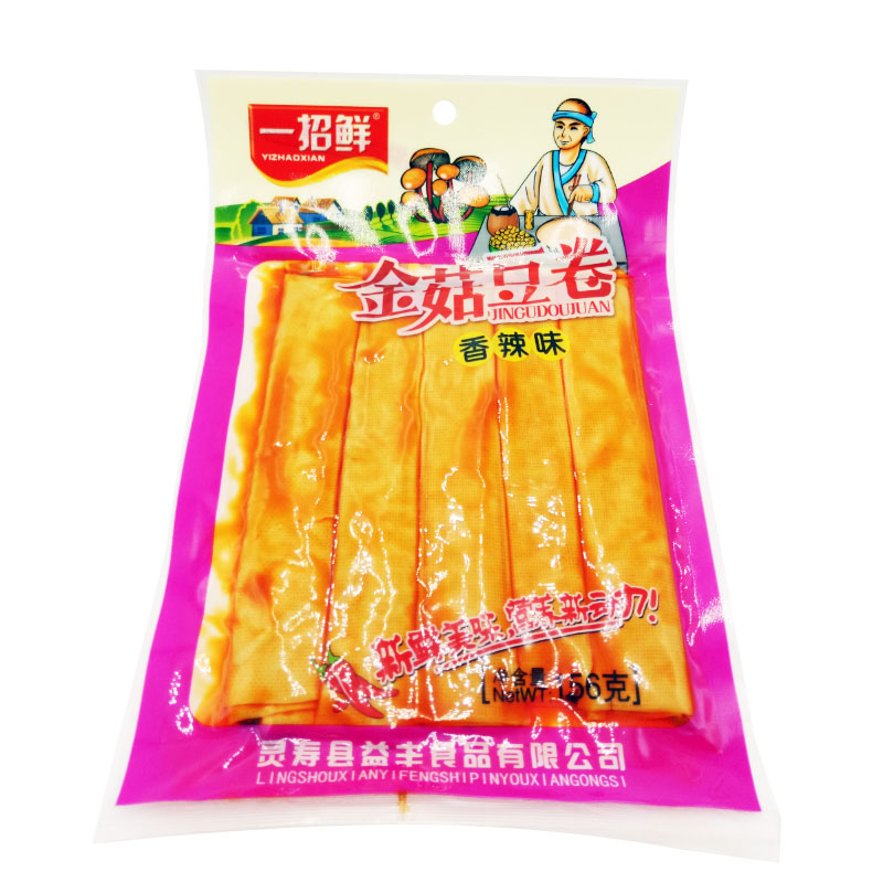 香辣夹心金针菇豆皮卷下酒菜一招鲜金菇豆卷10袋小吃零食休闲食品