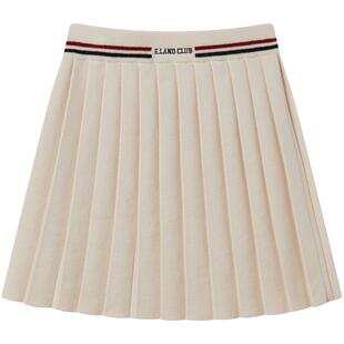 【26%绵羊毛】eland kids衣恋童装女童百褶裙春秋撞色条纹短裙子