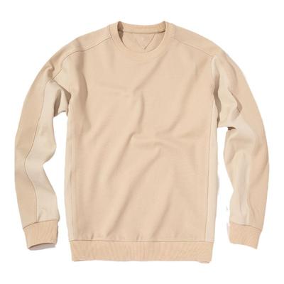 布先生新款杏色撞色卫衣圆领男士