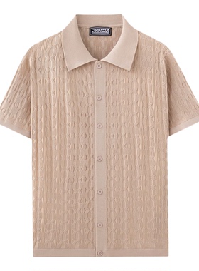 2026夏季时尚针织衬衫男式大码休闲短袖开衫polo衫Men's T-Shirt