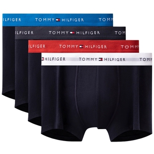 【七条装】Tommy男装撞色提花棉质微弹舒适贴身四角裤平角内裤