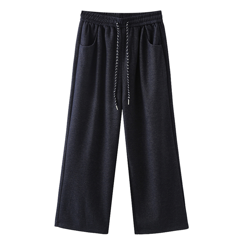 加绒加厚毛呢醋酸羊毛裤子女秋冬大码胖mm高腰宽松显瘦窄版阔腿裤