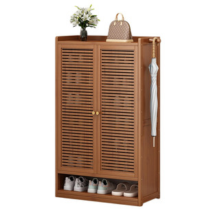 竹木鞋柜门口家用入户玄关多层大容量透气防异味防尘收纳柜鞋架子