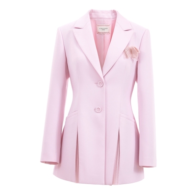 可可尼cocoon 商场同款 2025秋季新款撞色粉色短款小香风短外套女