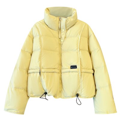 2026巨好看的黄色立领泡芙羽绒服