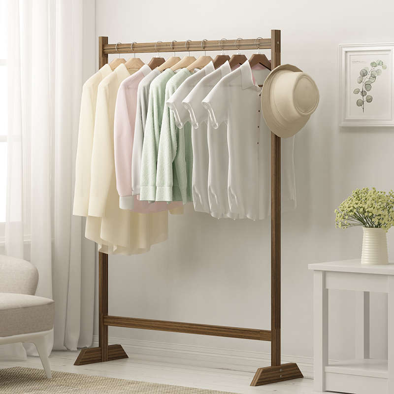 挂衣架实木简易衣帽架小型卧室现代置物衣服客厅收纳落地式可移动