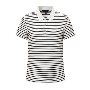 POLOWALK条纹短袖POLO衫女士夏季小个子显瘦修身T恤百搭上衣