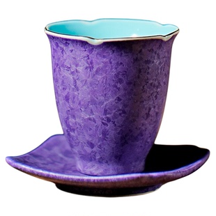 坐见山月紫色结晶釉茶杯女士高端主人杯功夫茶具礼盒装泡茶碗家用