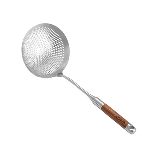 316L不锈钢大漏勺家用一体成型笊篱饺子捞面勺油炸漏网勺滤大勺子