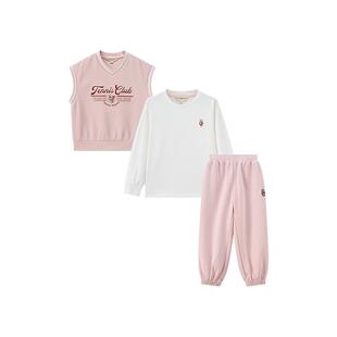 TeenieWeenie Kids小熊童装25年新款女童休闲运动背心长袖三件套