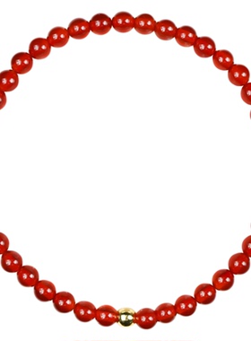 天然红玛瑙足金999转运珠手串