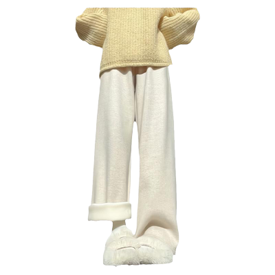 羊绒阔腿裤女糯米小个子直筒毛呢