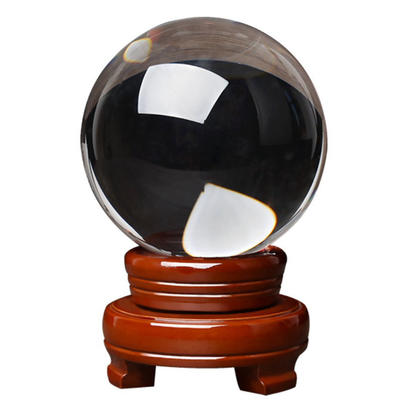 黄色白水晶球摆件透明玻璃圆球客厅蓝紫粉家居大小号开业装饰摆件