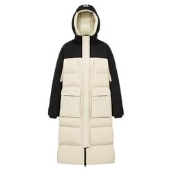 波司登连帽情侣撞色长款羽绒服