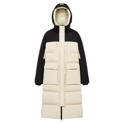 波司登连帽情侣撞色长款羽绒服