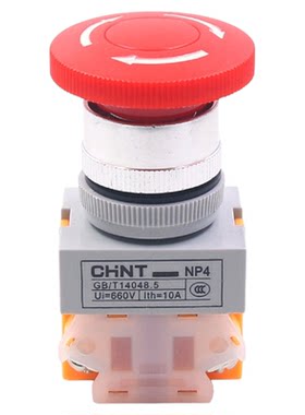 正泰蘑菇头急停开关NP4-11ZS/1红色蘑菇头自锁转动复位按钮1开1闭