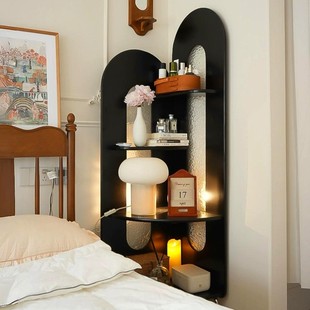 法式覆古实木床头柜转角置物架三角餐边墙拐角柜家用沙发玄关入户