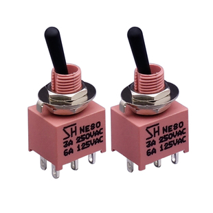 M6mm摇头开关防水钮子拨动电源开关小2档3脚自复位船用点火开关