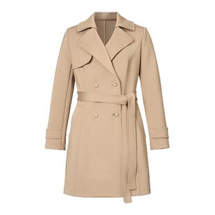 【盈动绽放】珂莱蒂尔2025春季通勤气质淑女双排扣风衣外套上衣女