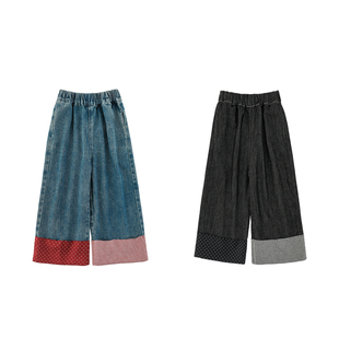 幼悠女童2026春季新款百搭直筒牛仔裤不易褪色儿童宽松九分半裤子