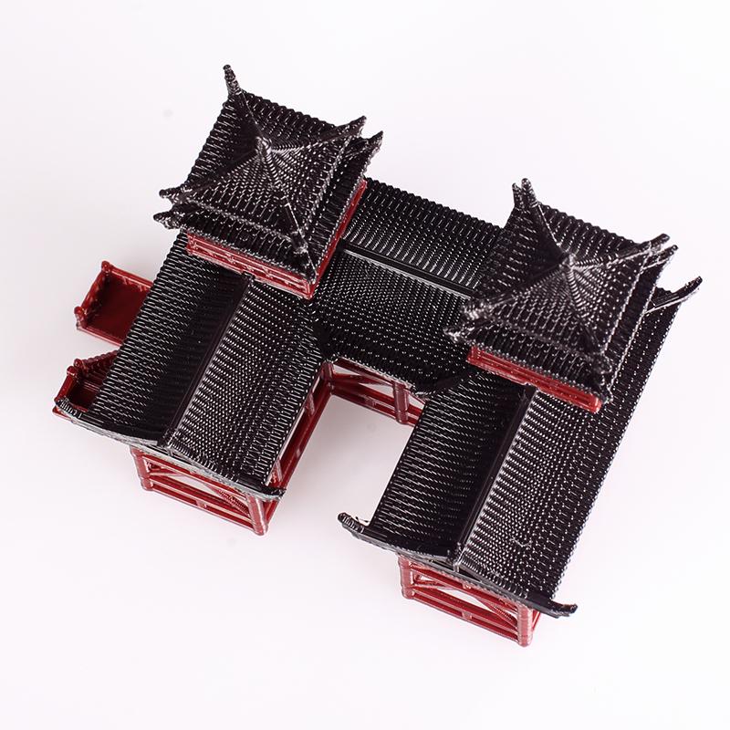 双子楼造景小摆件假山奇石水陆缸鱼缸庭院盆景书房中式古建筑模型