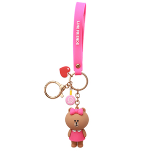 Line Friends布朗熊妹妹丘可卡通车钥匙扣挂件女男网红钥匙链圈环