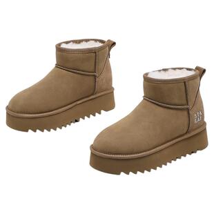 星期六加绒保暖羊皮毛一体雪地靴女2025年冬季新款防滑棉鞋【直】