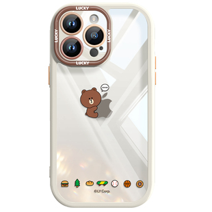 LINE FRIENDS布朗熊适用苹果17手机壳新款iPhone18promax镜头全包16保护套13透明14简约12时尚创意15清新plus