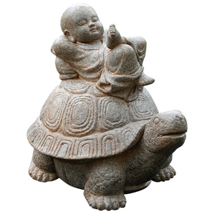 水磨坊户外庭院创意乌龟装饰摆件中式花园造景布置禅意小和尚景观