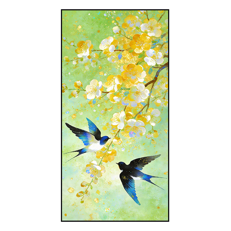 富贵花开数字DIY油画玄关壁画