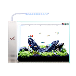 新款超白玻璃鱼缸生态造景套餐桌面客厅家用办公中小型斗鱼金鱼缸