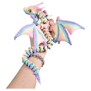 3D打印双角大飞龙带翅膀多关节灵活可动镭射渐变爆款模型儿童玩具