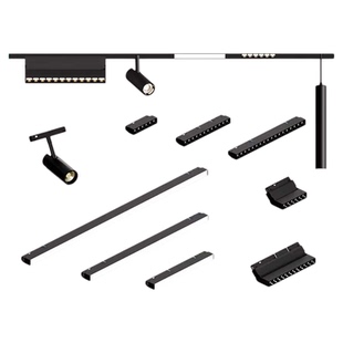 磁吸轨道灯泛光灯嵌入式智能客厅无主灯长条全光谱格栅灯led射灯