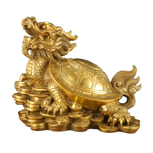 黄铜龙龟摆件铜制八卦金钱龟母子龙头龟神兽客厅玄关办公室工艺品