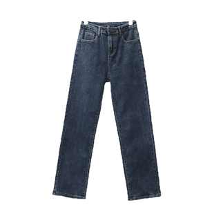 蓝灰色小直筒裤女2025新款春秋牛仔裤女士高腰显瘦烟管裤妈妈裤子