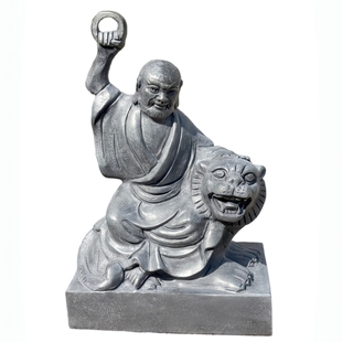 石雕伏虎罗汉石像青石十八罗汉寺庙屋顶镇宅石头摆件祥龙伏虎尊者