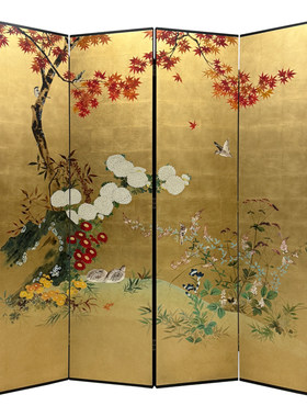 千希宋代中式金箔屏风茶室可折叠
