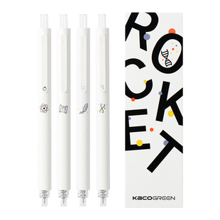 KACO菁点学科笔2代中性笔4支装按动式高颜值黑水笔学生学习大容量刷题书写文具耐写宝耐用顺滑好写办公ins风